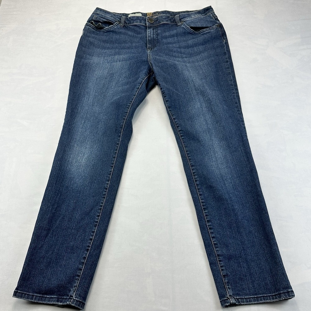 Kut from the Kloth Katy Boyfriend Low Rise Medium Wash Stretch Denim Jeans 14